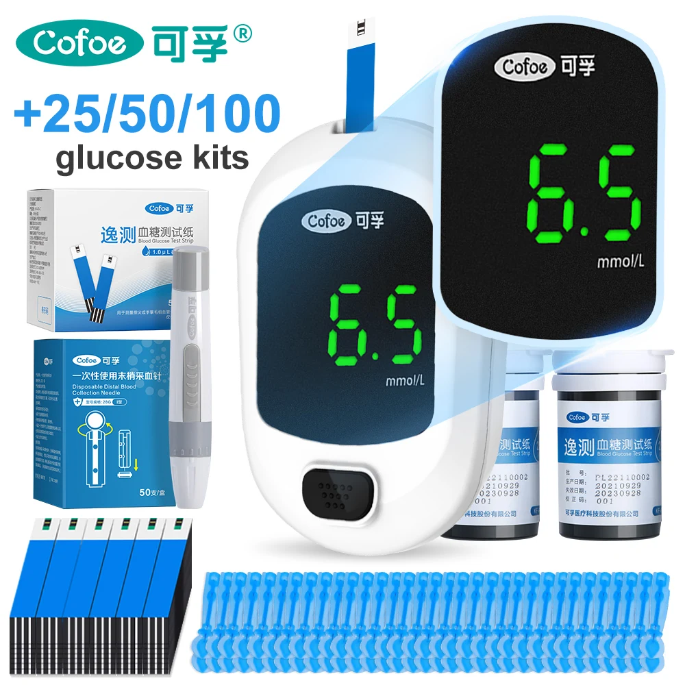 Cofoe A02 Yice Blood Glucose Meter kits For diabetes Tester health Device Glucometer with strips and lancets sugar monitor |