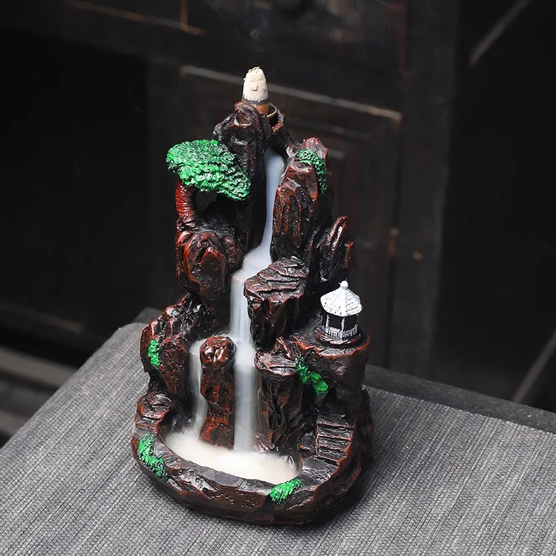Resin Alpine Flowing Water Aromatherapy Furnace Ornamental Sandalwood Creative Rockery Backflow Incense Furnace, Home Decoration