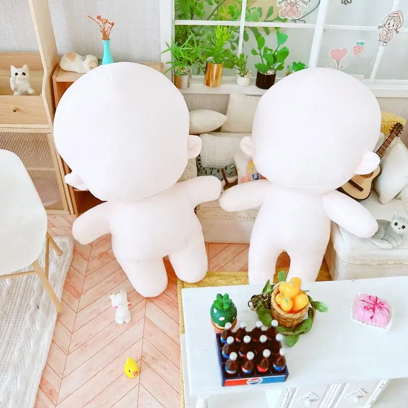 20cm DIY Plush Doll Normal/Fat Cotton Doll Body NO Attribute Kits Blank Unembroidery 20cm Plush Attribute Dolls Girls Gifts