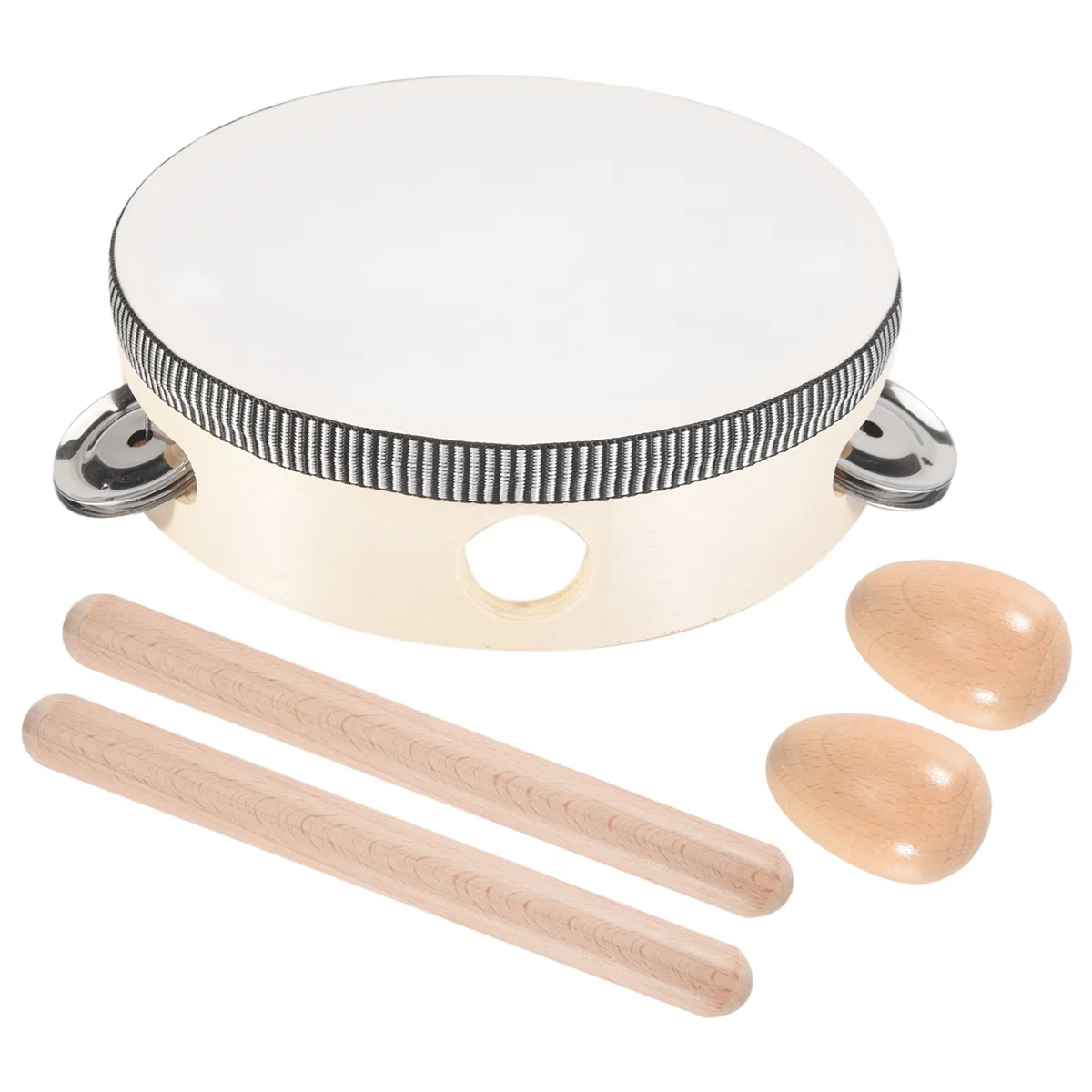 Baby-5 Pcs 뮤지컬 타악기, 자연 리듬 스틱, 나무 계란 딸랑이, 뮤지컬 탬버린, 어린이 뮤지컬 장난감 포함