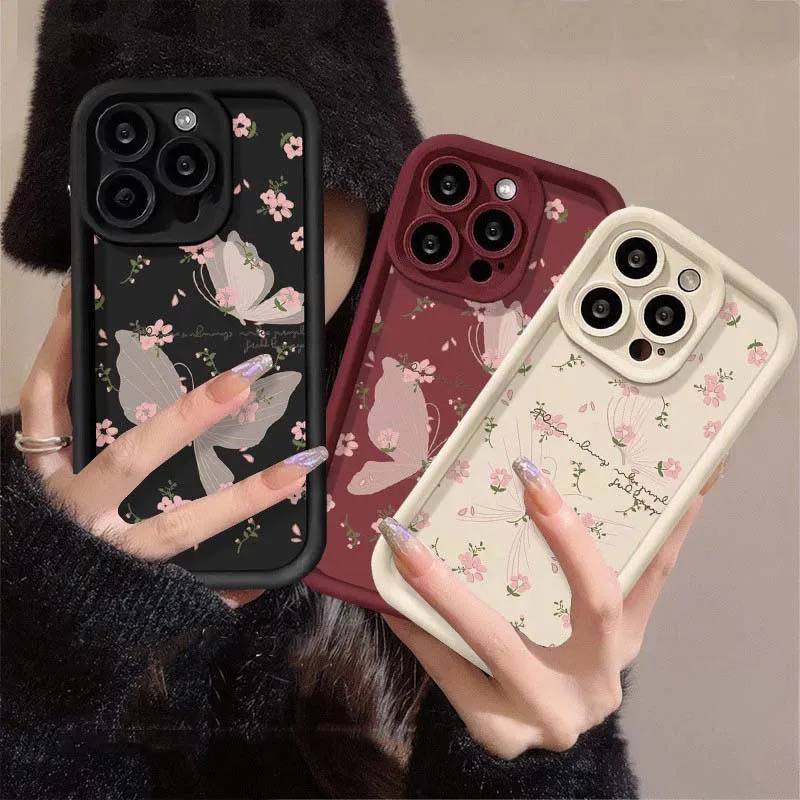 Pink Floral Butterfly Case - Elegant Protective Cover
