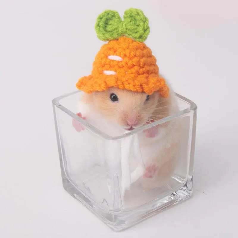 Small Animal Clothes Pet Headgear Handmade Knitted Hat Hamster Cute Headwear