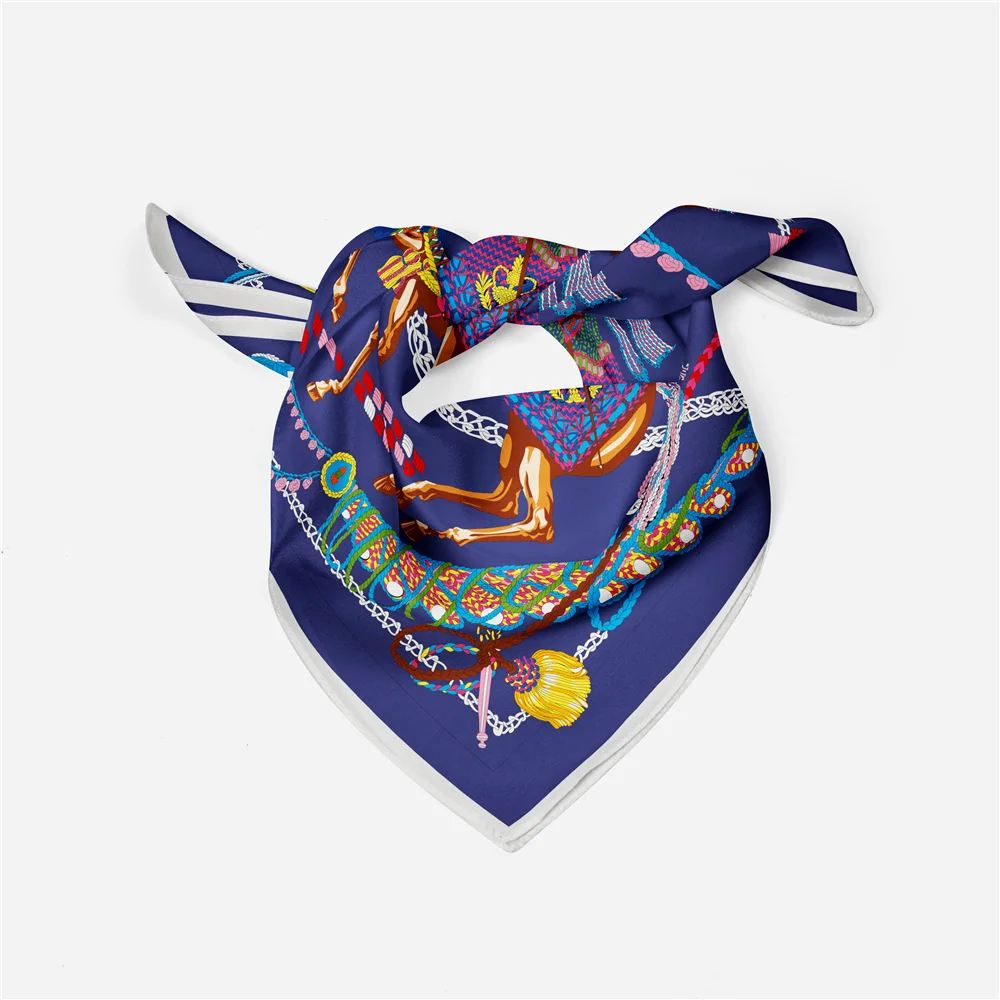 53 cm Luxus Quadrat Schal Marke Design Seide Frauen Schal Bandana Stirnband Mode Timpanist Hijab Halstuch 2024 Neue – Detail 7