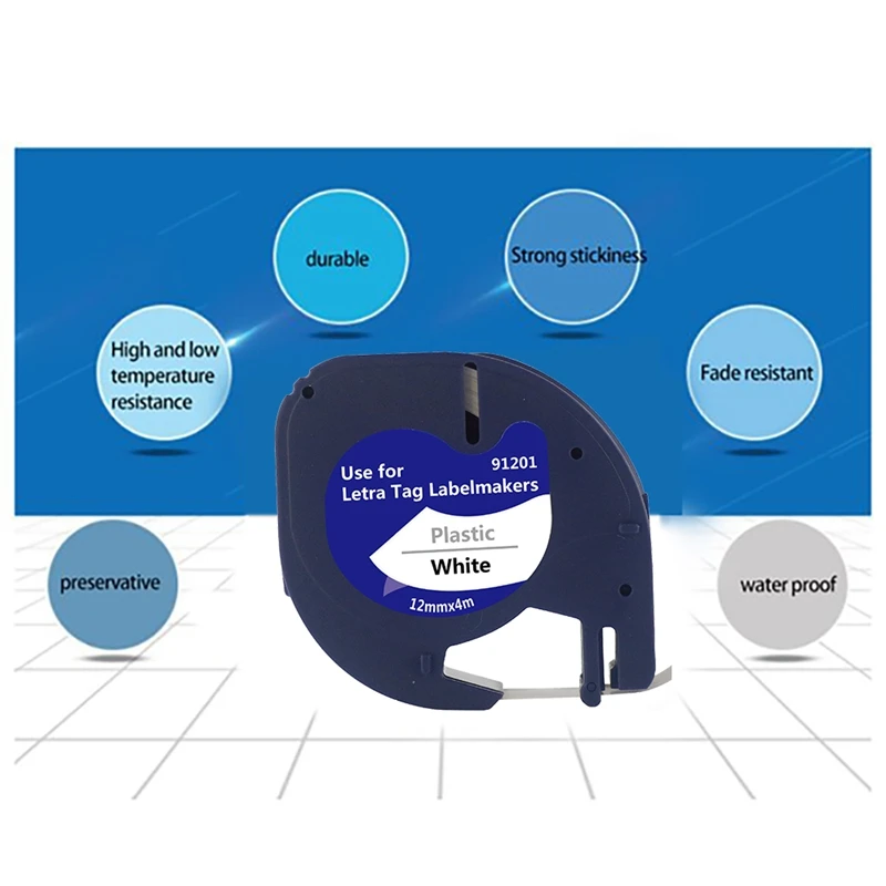 12Mm Label Ribbon For Dymo Letratag LT-100H LT-100T LT-110T QX50 XR XM 2000 91201 Label Printer Thermal Paper