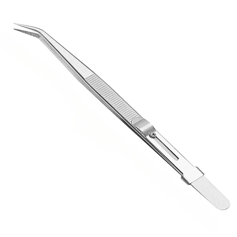 Stainless Steel Precision Tweezers Adjustable Slide Lock Antistatic Jewelry Eyebrow Craft For Electronic Component Repair Tools