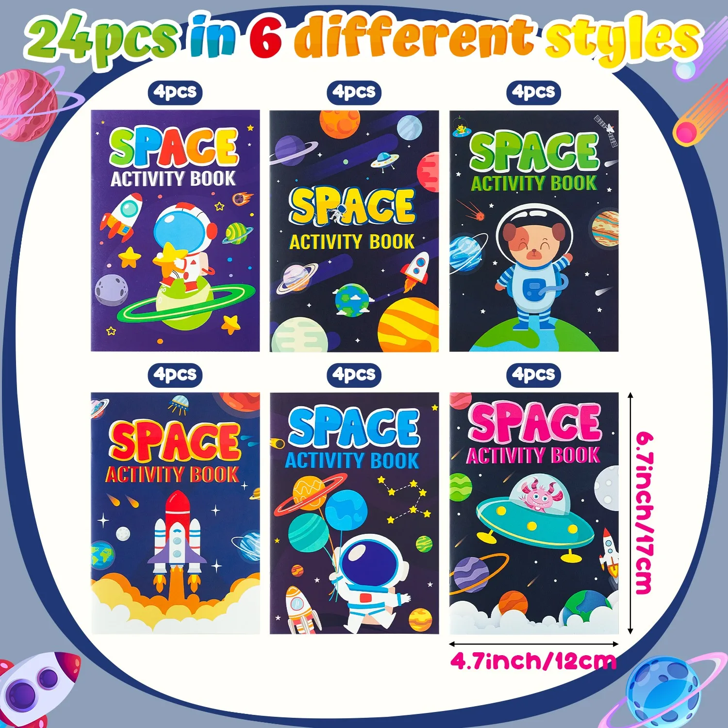 24pcs Diy Coloring Books Filling The Space Game Images Paper Color Space Practice Workbook Painting Art Book For School Drawing 2
