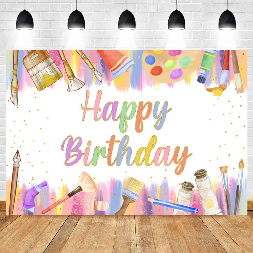 Let's Paint Theme Slime Party Photography Backdrop Watercolor Graffiti Kid Artist Birthday Party Art Painting Photo Backgrounds