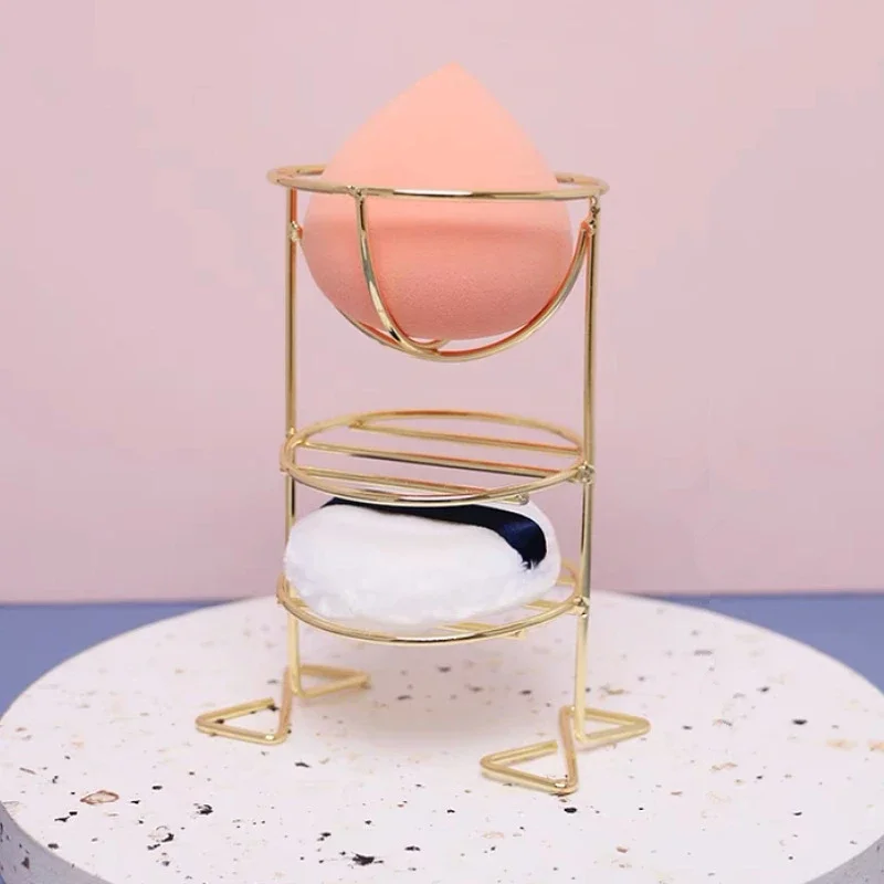 Multilayer Metal Bracket Makeup Puff Rack Cosmetic Holder Blender Display Stand Alloy Drying Power Make Up Sponge Tools