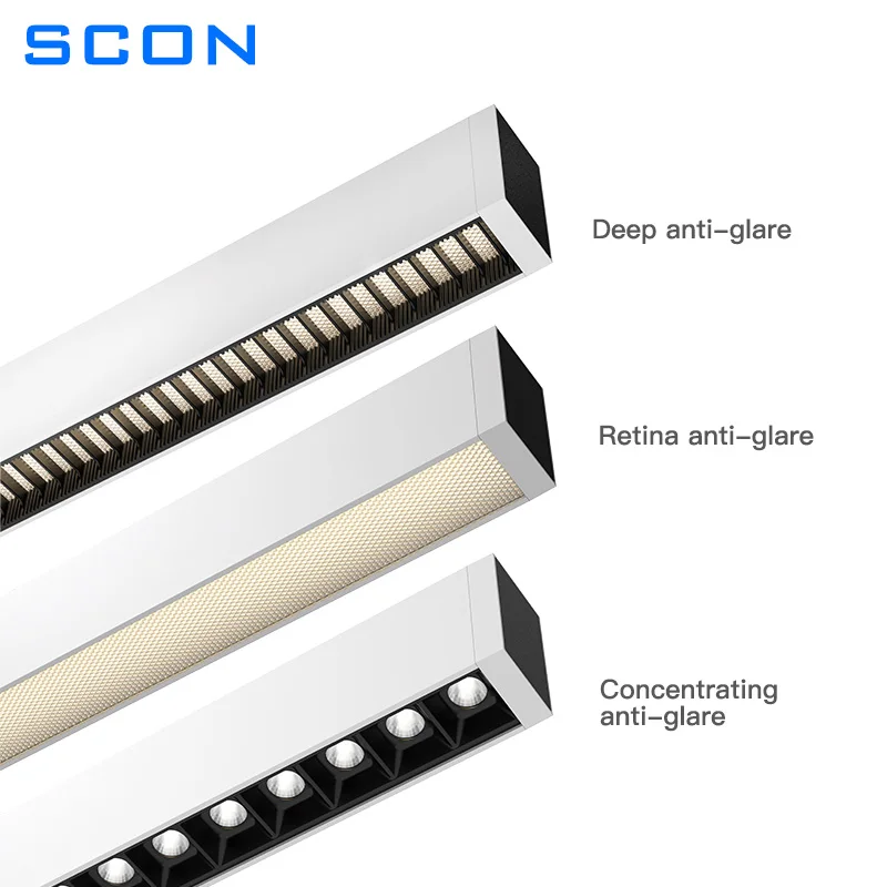 SCON 현대 선형 펜던트 조명 미니멀리스트 LED 긴 스트립 조명 식탁 사무실 룸 코드 매달려 램프 광택