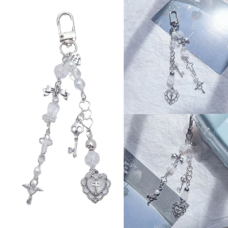 

Pentagrams Crucifix Keyring Vintage Bowknots Keychains Colorful Handbag Decoration