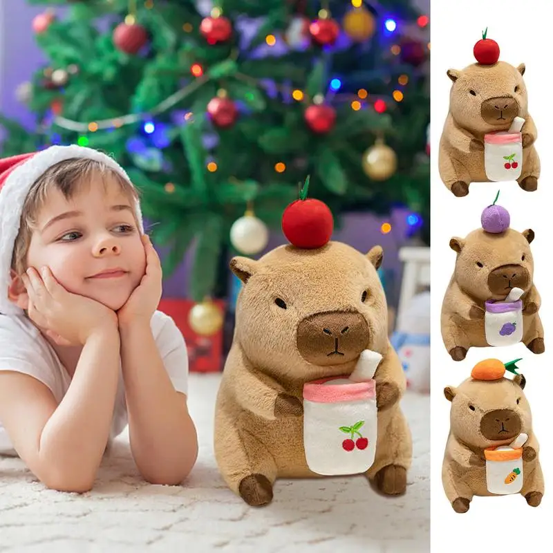 capybara t shirts men tracksuits summer funny t shirt hip hop streetwear men clothing fashion tees 3d printed animal shirt tops Capybara Plush Simulation Capibara Anime Toy  Capybara Stuffed Animal Kawaii Plushie Doll Stuffed Animals With Fruit & Milk Tea