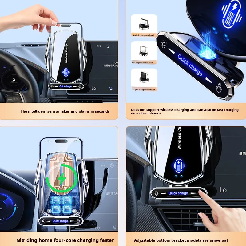 Wireless Charger For Car Mobile Cell Phone Holder Support For Mobile Car Mount Automotive Electric Induction Auto Clamping 5