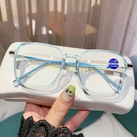 Large Oversized New Trend Reading Glasses Classic Anti-blue Light Presbyopia Eyewear Men Women Farsighted Eyeglasses Degree+4.0 2
