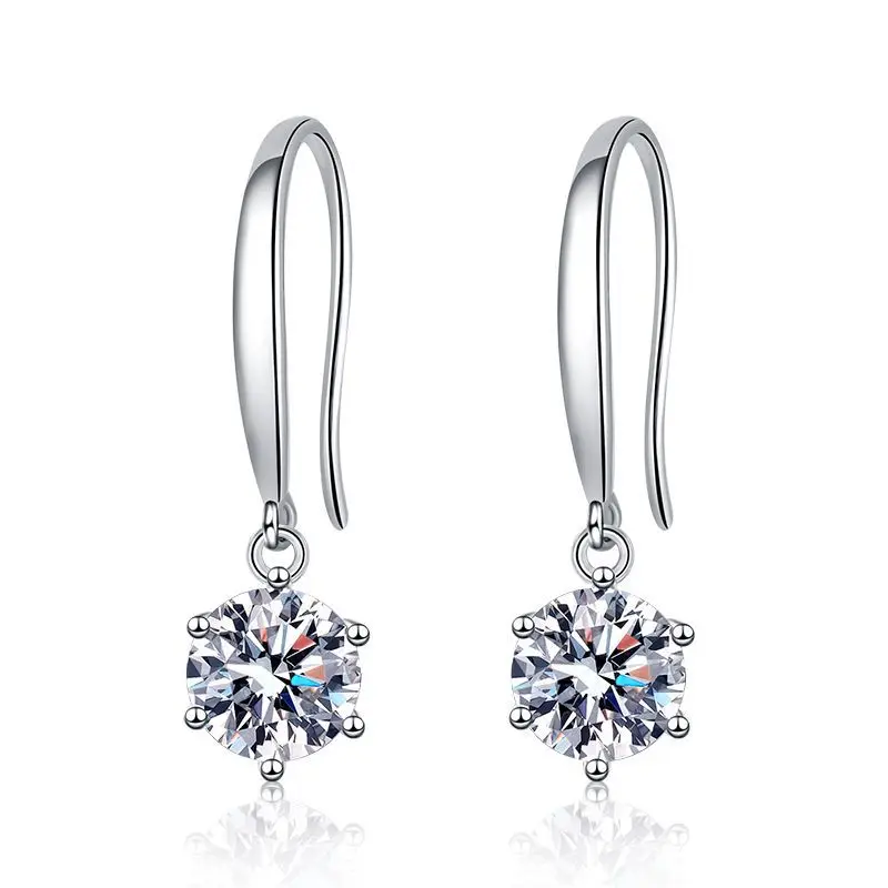1ct 6.5mm Moissanite Droop Earrings For Women Original Wedding Chrismas Gift S925 Sterling Silver Hoop Earring Certified hoop earrings