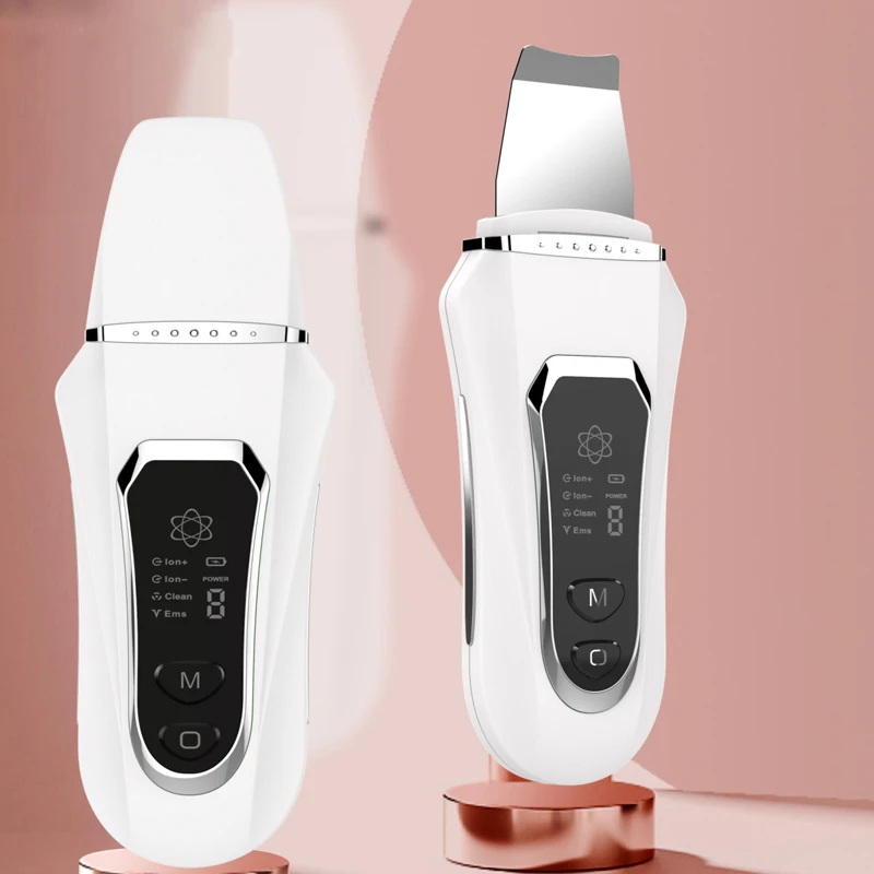 Ultrasonic Skin Scrubber Cleaner Peeling Blackhead Remover Deep Face Cleaning Ion Acne Pore Facial Shovel Cleanser Led Screen