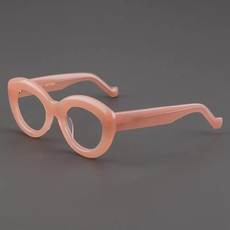 

New Acetate Cat Eye Pink frame for Women Fashion Style Eyewear Optical reading Myopia Handmade Prescription glasses for Men