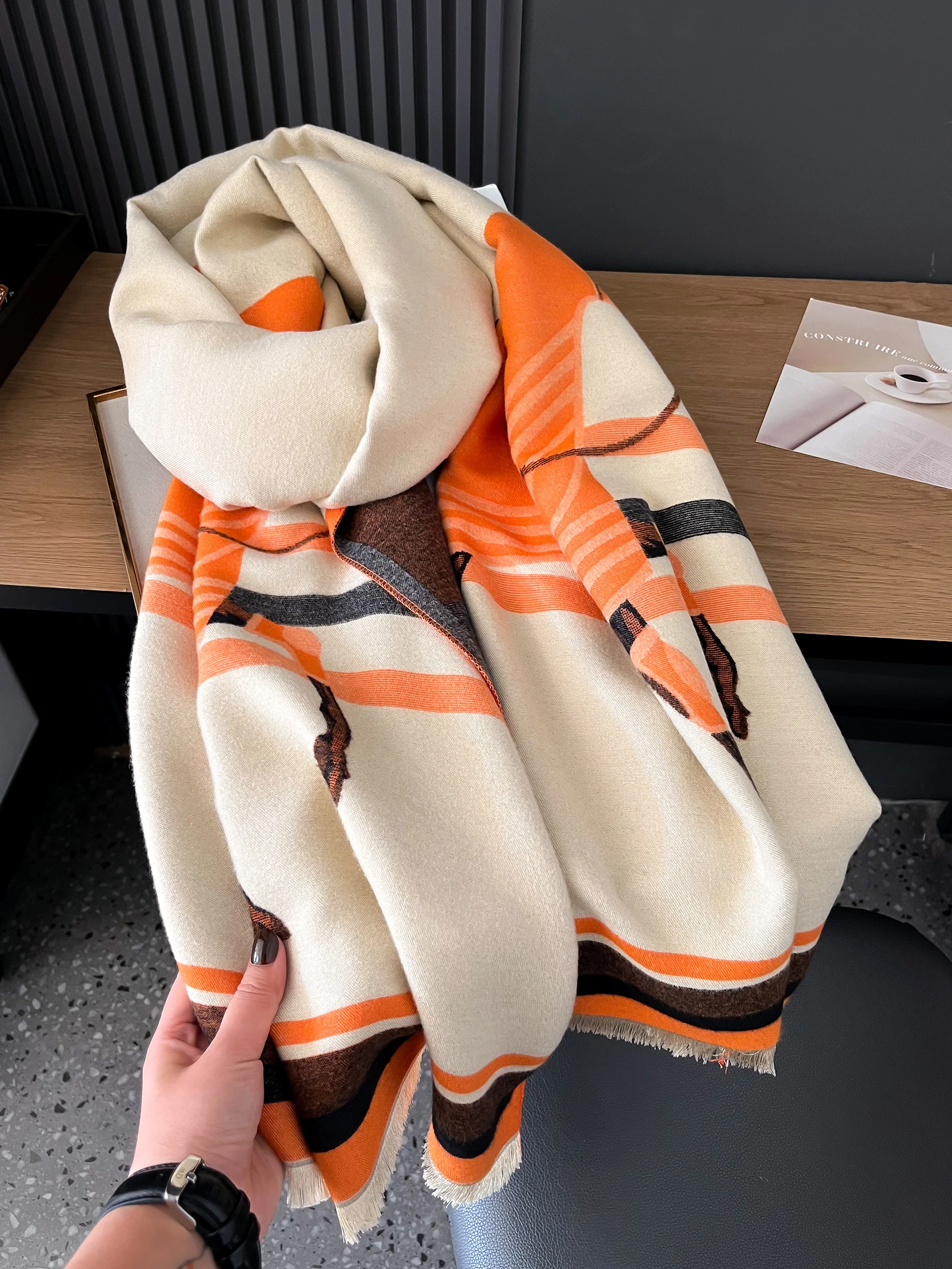 Luxury Cashmere Sacarf For Women Horse Print Thick Winter Blanket With Tassel Large Shawl And Wrap Bufanda Warm Poncho Echarpe