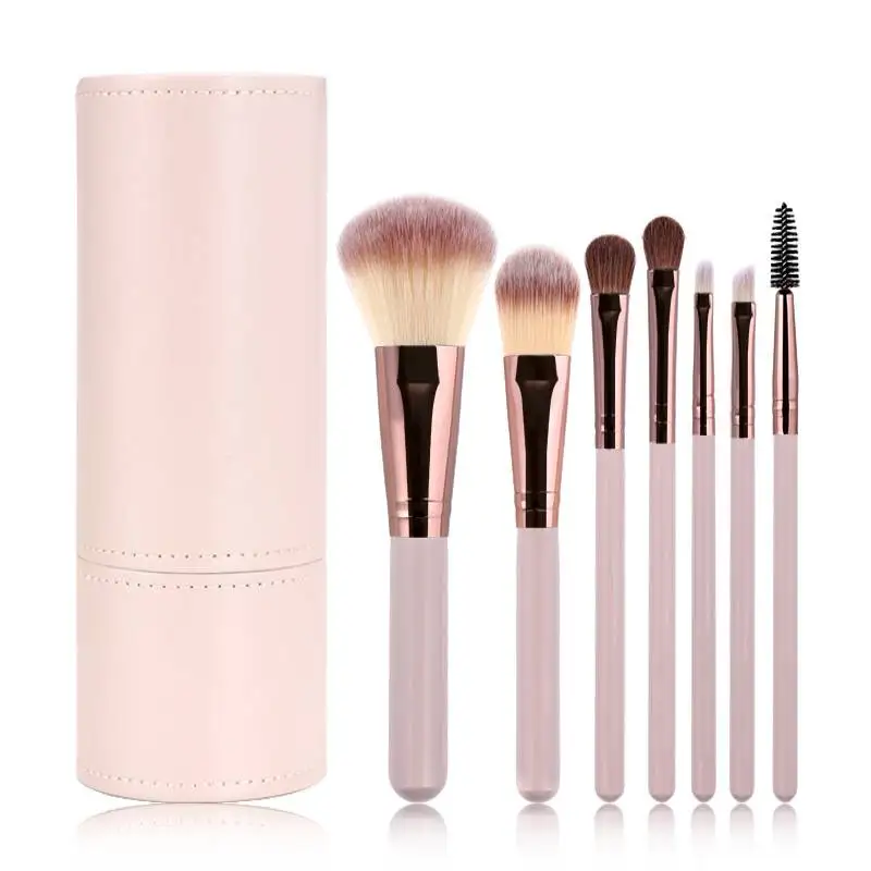 7PCS Horsehair Makeup Brush Set with Brush Holder Eyeshadow Blush Powder Highlighter Contouring High End Makeup Tool Combination
