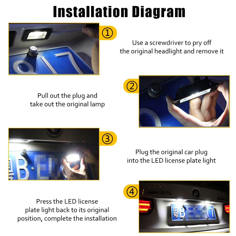  URAQT LED Éclairage Plaque D'immatriculation Auto