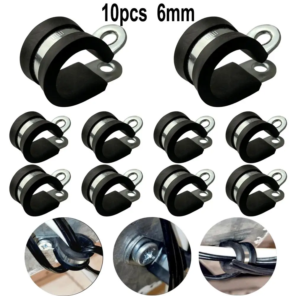 Pk of 5 RUBBER LINED P CLIPS STAINLESS STEEL CHOOSE YOUR SIZE **Great prices** 