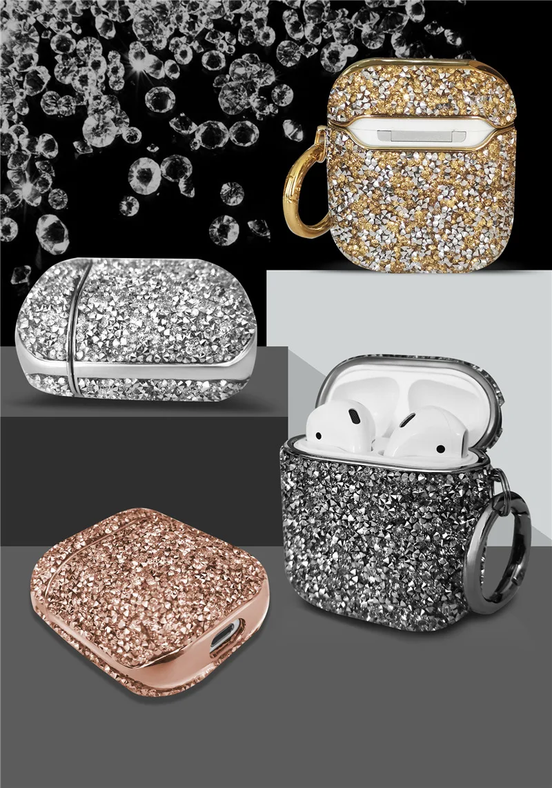 Crystal Diamond Shiny Headphone Case - Hard Portable Bag