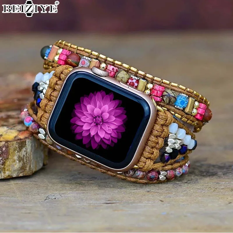 

Natural Stone Strap For Apple Watch Ultra 2 49mm band 38mm 42mm 41mm 45mm 44mm 40mm Women Bohemia Bracelet For iWatch Series 9 8
