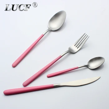 2024 set di posate Waterdrop 4 In 1 In acciaio inossidabile 18/8 Top Mirror/Matte Polish Painting Handle posate utensili da cucina 1