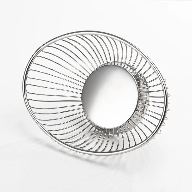 Large Size 304 Stainl Steel Hollow out Fruit Basket Bread Tray Living Room Simple Nordic Sle Storage Basket Home Use