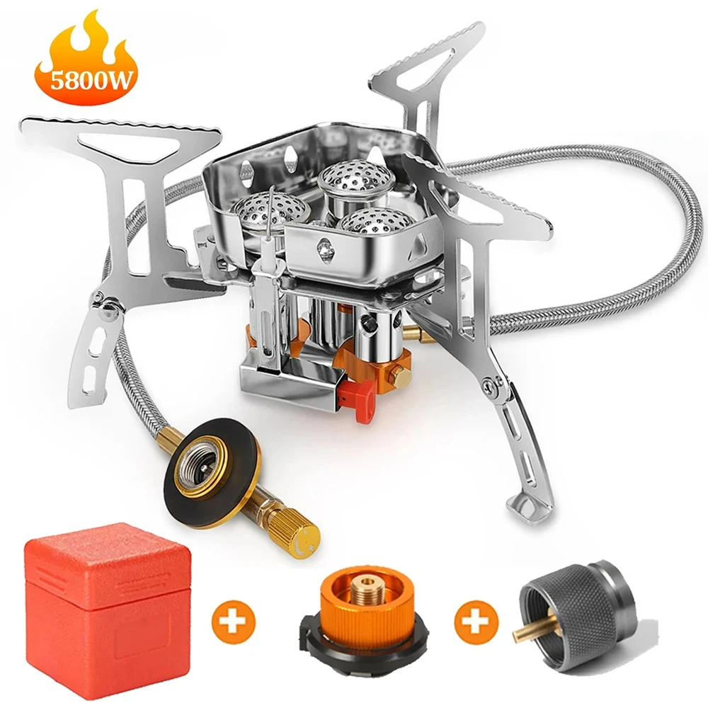 Camping Stove Gas Burner 5800W Big Power Foldable Outdoor Camping Tourist Portable Windproof Survive Picnic