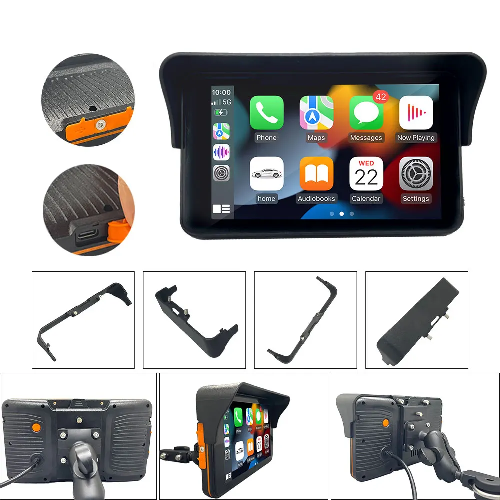 2025 오토바이 GPS 네비게이션 7 인치 HD 터치 스크린 IPX7 방수 무선 Carplay 안드로이드 자동 유니버설 할리 BMW