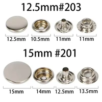 25 Sets Metal Snap Fasteners Snaps Button Press Studs Sewing Button For DIY Clothes Garment Bags Leathercraft #201 #203 2