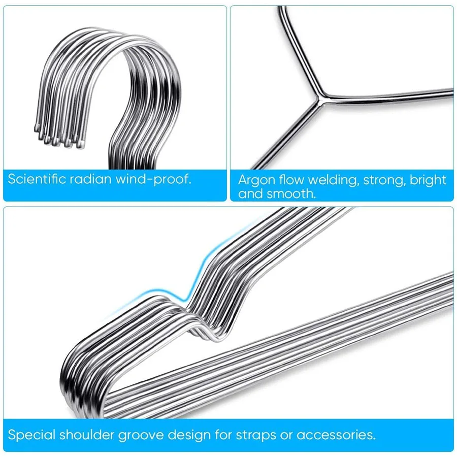 Wire Clothes Hanger Stainless Steel Metal Heavy Duty Non-Slip Slim Space Saving 16.5 Inch clothes hangers