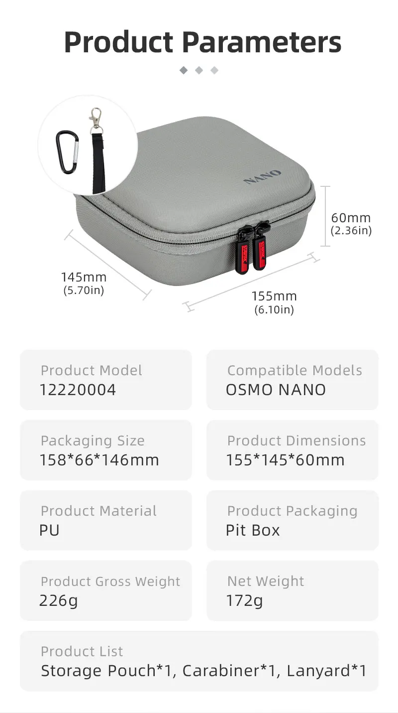 Mini-Aufbewahrungstasche für DJI OSMO NANO, Tragetasche, Handtasche, Schutzbox für DJI OSMO NANO Kamerazubehör – Detail 10