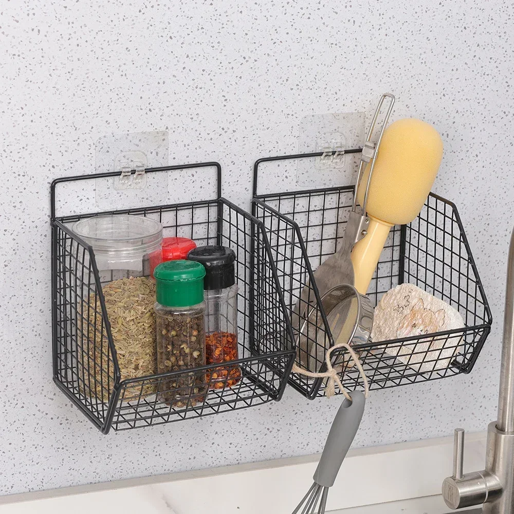 Cozinha montado parede rack de armazenamento legumes frutas titular cebola condimentos tempero camada prateleira armazenamento 2
