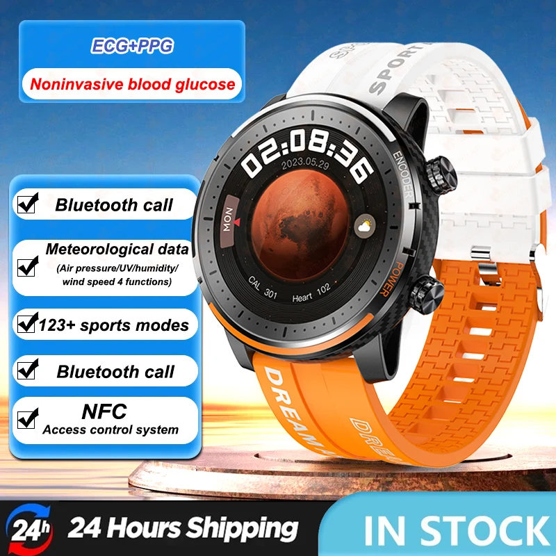 

Non-invasive BLood Glucose Smart Watch ECG+PPG Thermometer Health Watch Call Dial Clock 2023 Blood Glucose Meter Smartwatch Men