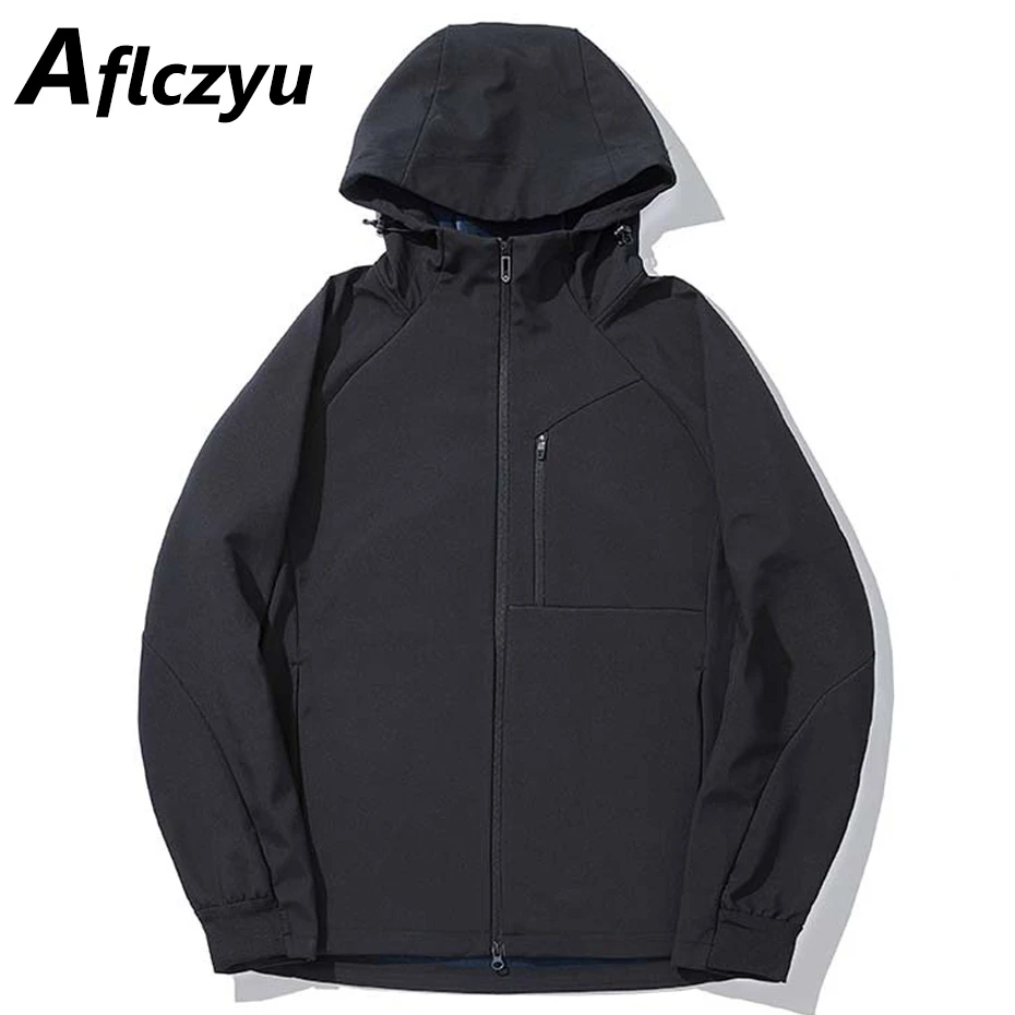 

Black Camping Jacket Men Windbreak Spring Autumn Waterproof Jacket Coat Male Fashion Casual Solid Color Windbreak