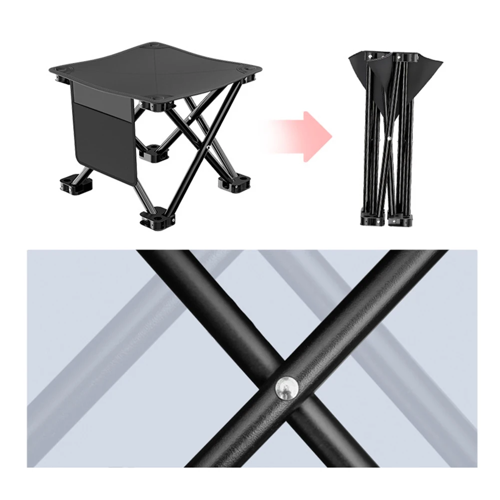 Portable Folding Stool Lightweight Quick-to-setup Folding Chair For Outdoor Camping Picnic Black White Camping Fishing Chair