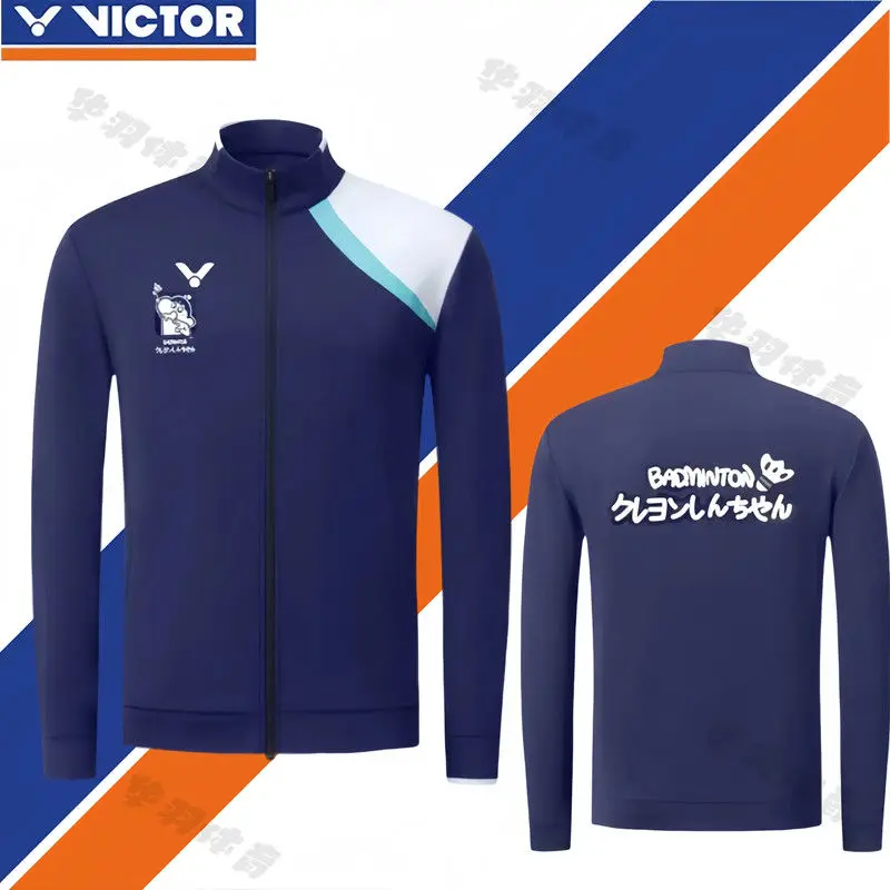 Victor Autumn and Winter Men's and Women's Badminton Clothing Fashionable Versatile Printed Long-sleeved Jacket