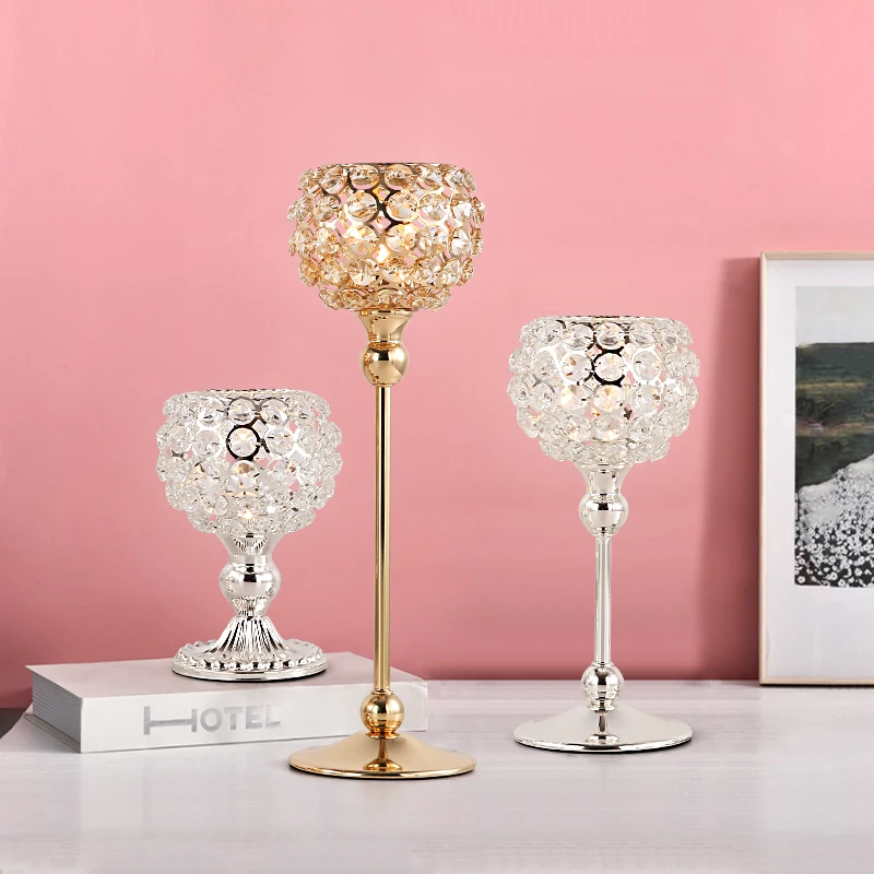 Noolim High Quality Crystal Candlestick Luxury Crystal Silver Handmade