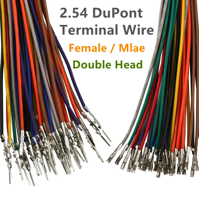 10PCS LOT 2.54 Dupont Terminal Wire 24AWG 10/15/20/30CM MaletoMale