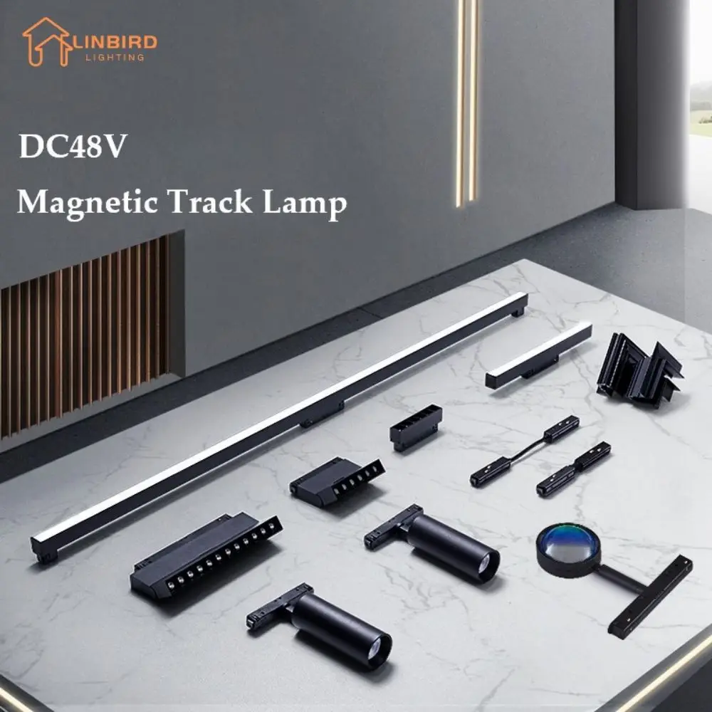 LED Magnetic Track Light Grille Flood Lamp Modern Embedded Flexible Linear Fixture LED Spotlight DC48V Ceiling Indoor Living