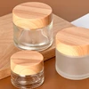 Empty Clear Glass Round Jars with Wooden Lids Travel Bottle Lotion Cream Sample Storage Container 5/10/15/20/30/50/60g Wholesale 4