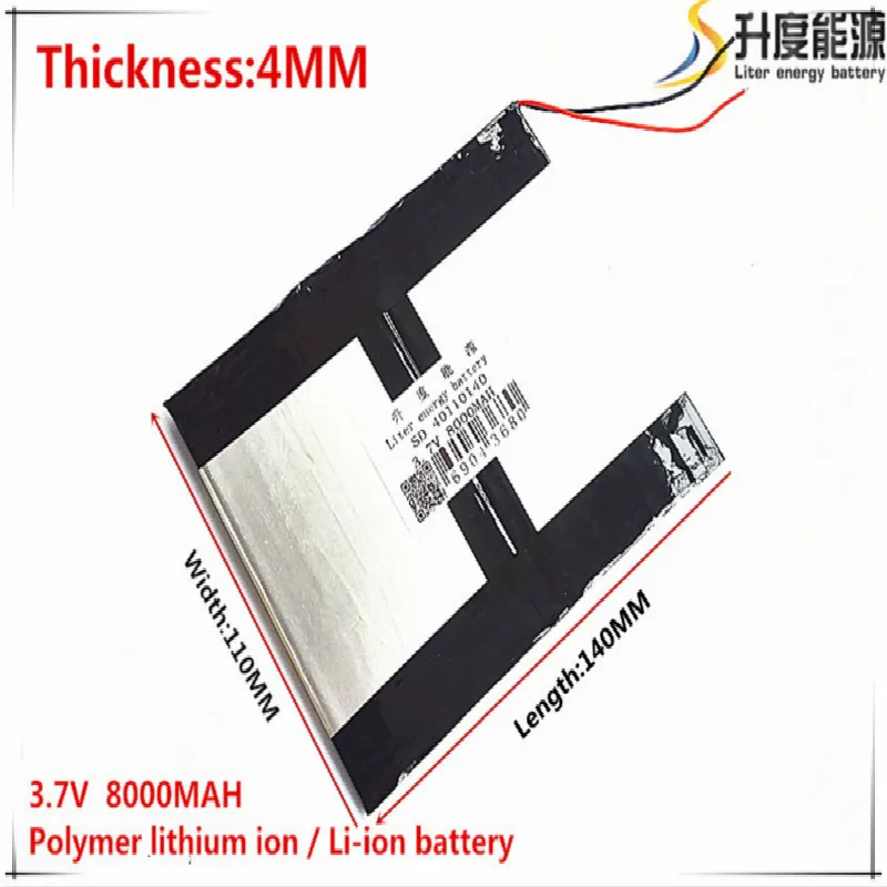 

5pcs 3,7 V,8000mAH,[40110140] PLIB (полимерный литий-ионный/литий-ионный аккумулятор) для планшетного ПК, mid,power bank, для Sanei N10,Ampe A10