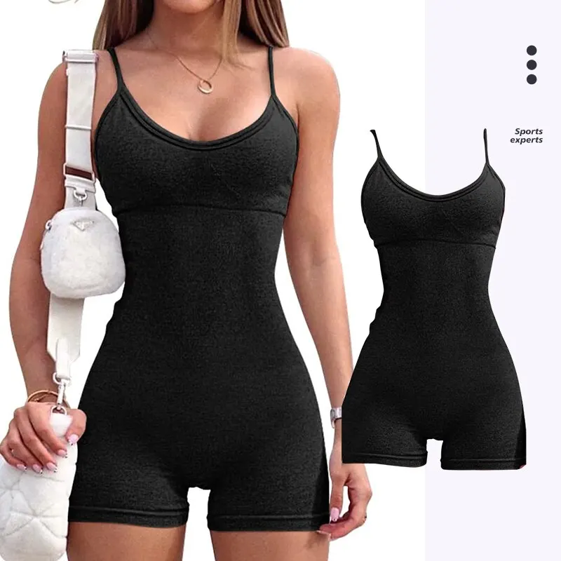 CZGUKE Women Yoga Rompers Sexy One Piece Spaghetti Strap Tummy Control