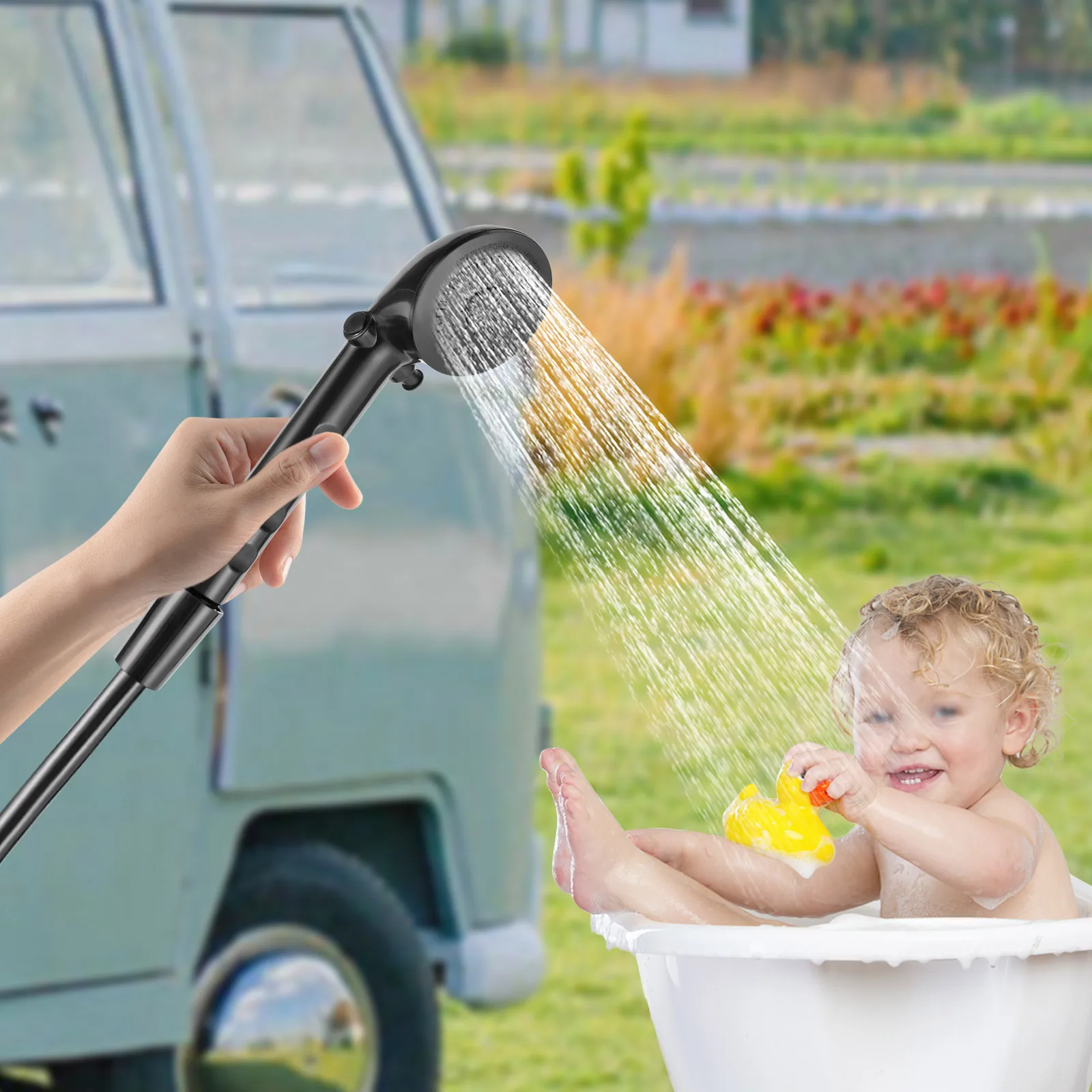 Wohnmobil-Duschkabinen-Set für den Außenbereich mit heißem und kaltem Schalter, Duschkopf, Schlauchschloss und Schlüssel für Boot, Wohnmobil, Wohnwagen, Wohnmobil – Detail 10