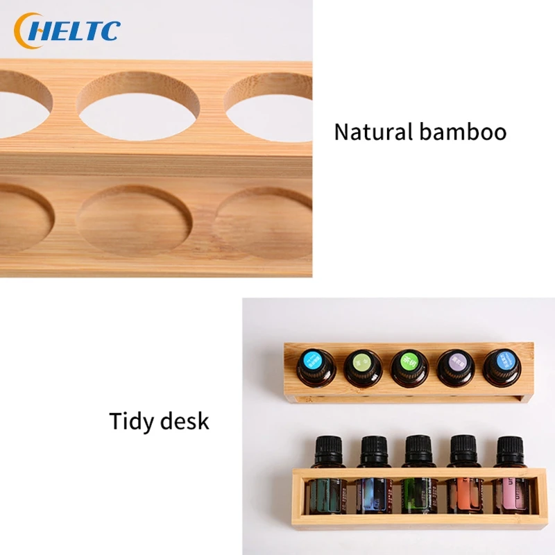 1PC 5/6Hole Essential Oil Bamboo Display Stand 5 Hole Essential Oil Storage Rack Smooth For Essential Oils Perfume Bottle Holder 4