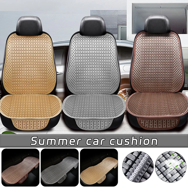 Classic Ice Silk Woven Summer Car Seat Cushion Cover Universal Front Rear Seat Cool Mat Breathable Backrest Cover Auto Interior 1