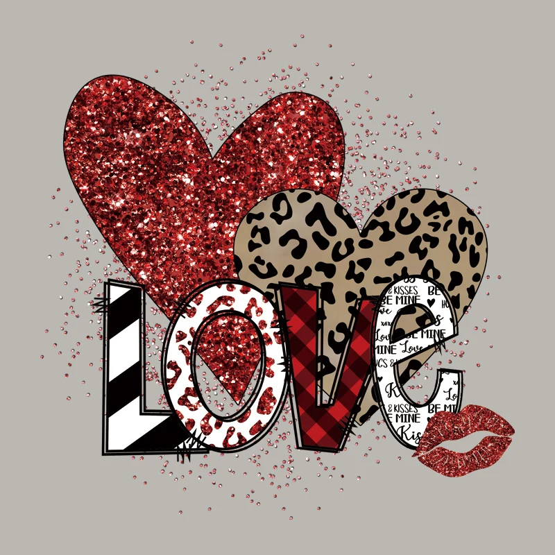 Leopard Heart Iron On Patches Vinyl Film Diy Sewing Crafts Clothes Sticker  Heat Transferlove Patch Romantic