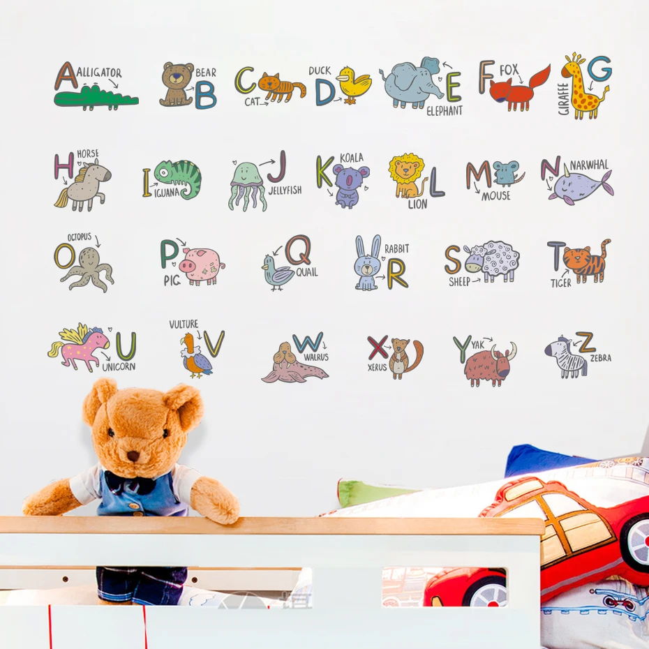 Alphabet Animals Wall Decals Numbers Wall Decor ABC Letters Wall Stickers  for Classroom, Kids Room, Nursery Bedroom Playroom - AliExpress