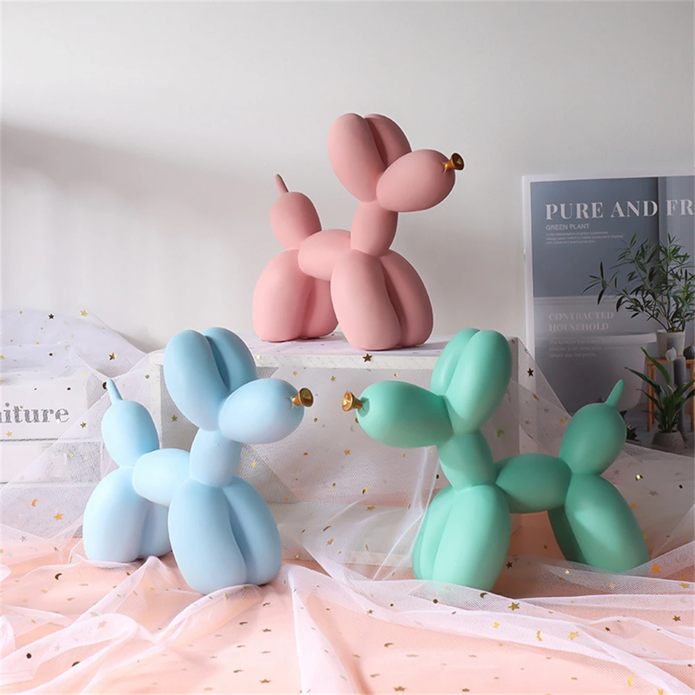 

Plain Color Nordic Balloon Dog Statue Resin Sculpture Figurine Office Home Decoration Desktop Decor Handmade Craft Modern Art